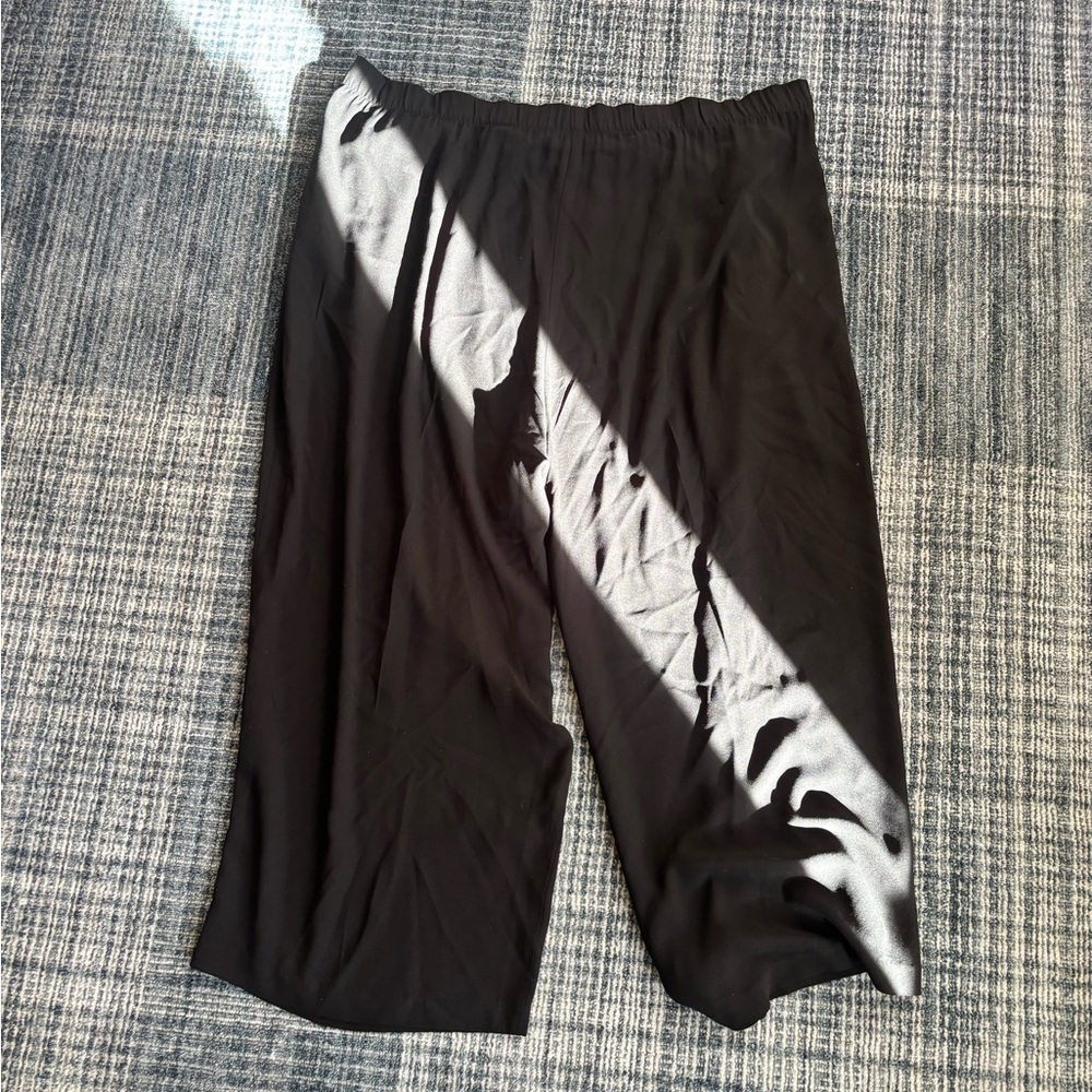 Eileen Fisher 2X Black Wide Leg Elastic Waist Pants